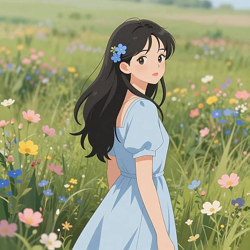 Vibrant Anime Meadow Scene