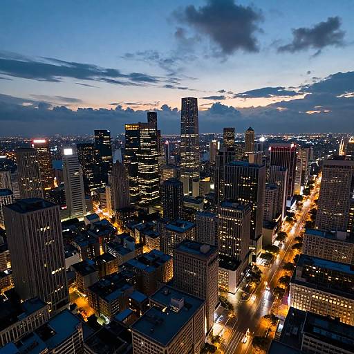 Bustling Cityscape at Dusk
