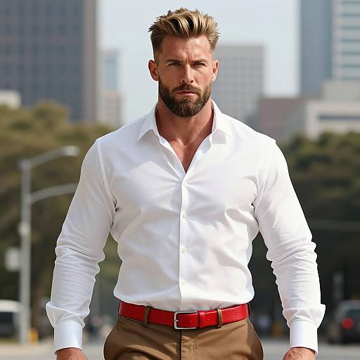 Stylish Bearded Man in Urban Setting