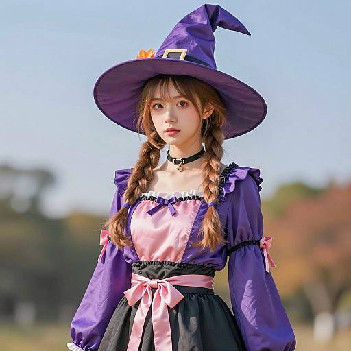 Realistic Portrait of a Purple Witch