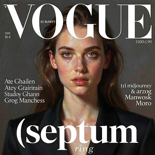 Vogue magazine cover photograph of Azealia Banks with serious expression, brown hair, wearing black, white text overlay, September issue.