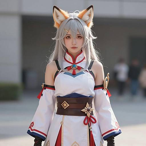 Fox-Eared Anime Cosplayer in Detailed Costume