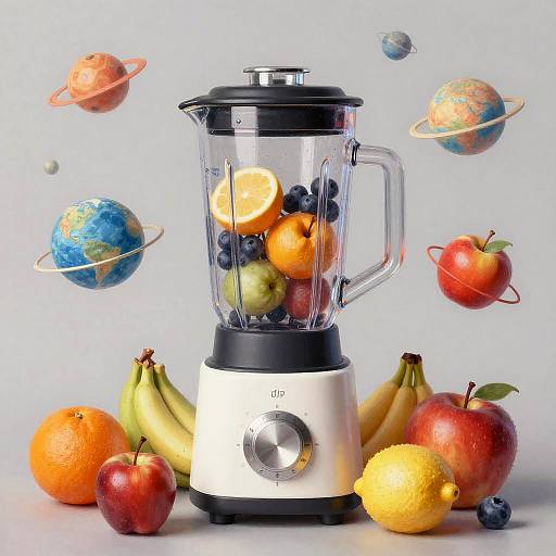 Surreal AI Blender Mixing Worlds