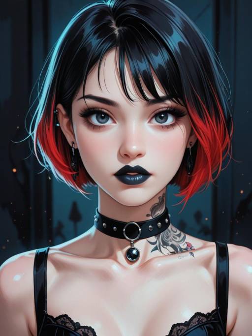 Gothic Beauty Portrait with Vibrant Details