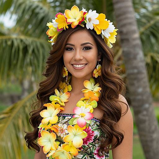 Realistic Woman in Luau Costume