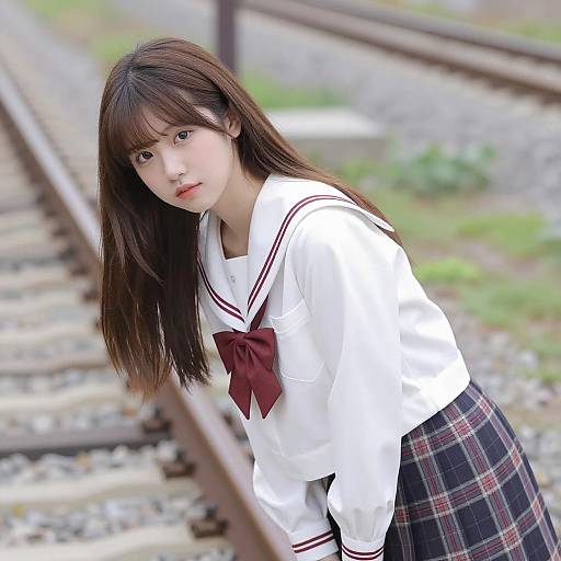 Young Japanese Woman in Sailor Outfit