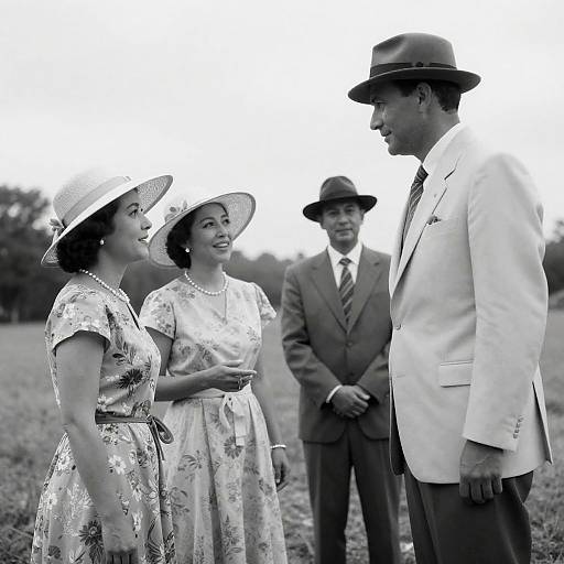 Classic Outdoor Gathering in Black and White