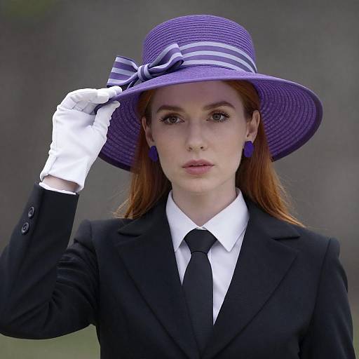 Elegant Woman in Purple Hat Portrait