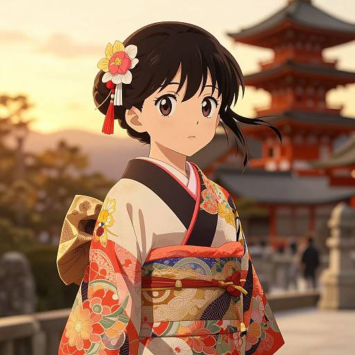 Anime Girl in Elegant Kimono