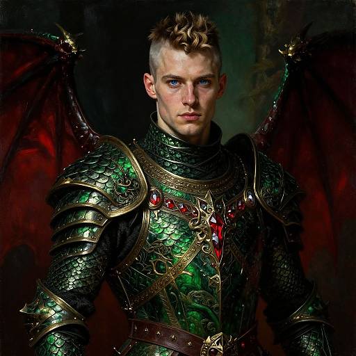 Photorealistic Half-Dragon Warrior Prince