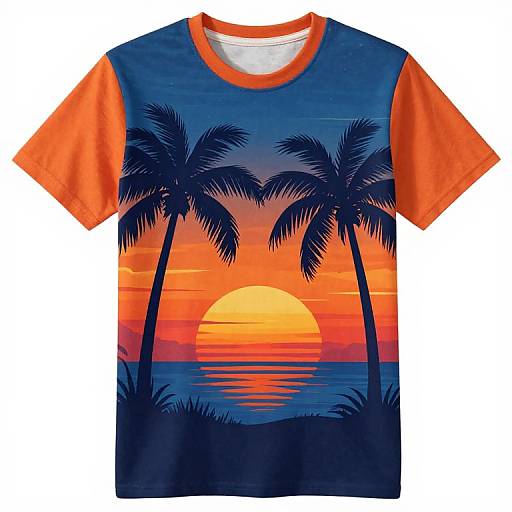 Retro Tropical Sunset T-Shirt Design