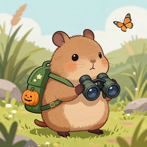 Kawaii Viscacha Adventurer Illustration