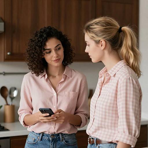 Candid Kitchen Moment Between Two Women