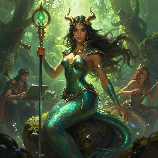 Epic Digital Art of Male Siren Wizard