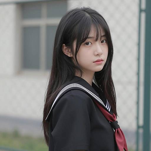 Young Asian Woman in Sailor Uniform