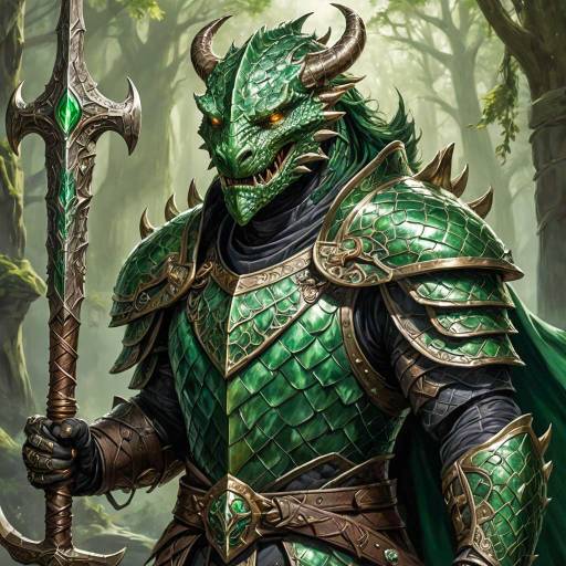 Dragonborn Paladin in Green Scale Armor