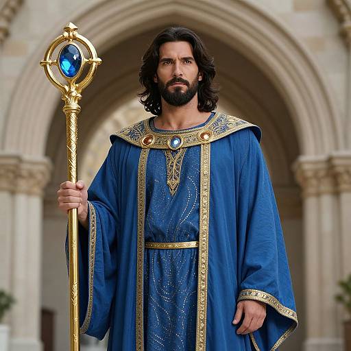 Majestic Bearded Man in Regal Robe