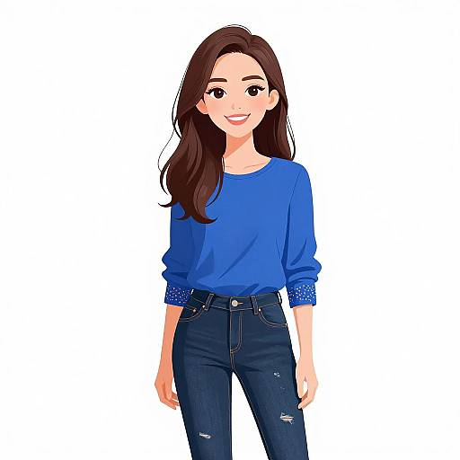 Smiling Woman in Royal Blue Blouse