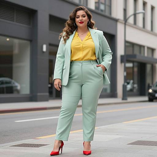 Confident Plus-Size Woman in Urban Setting