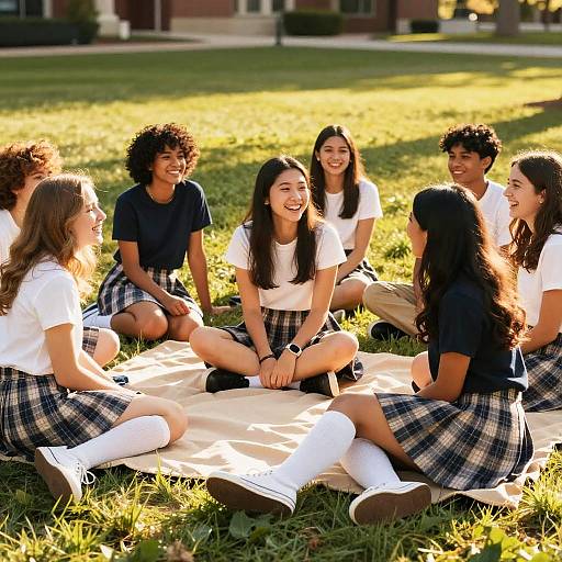 Diverse Sorority Skirts on Campus Lawn