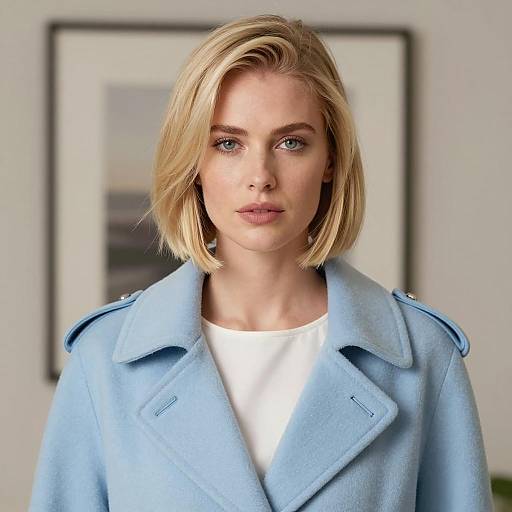 Blonde Woman in Stylish Bob Haircut