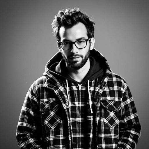 Casual young man in flannel and hoodie