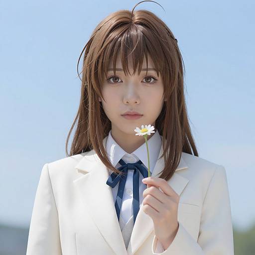 Violet Evergarden in White Suit Outdoors