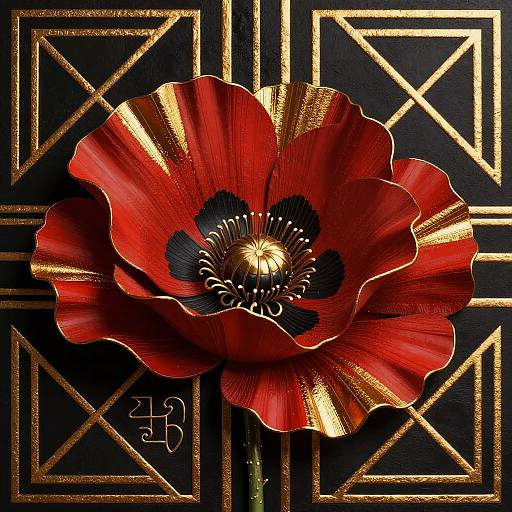 Art Deco Poppy Motif Elegance