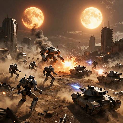 Epic Sci-Fi Battlefield Under Twin Suns