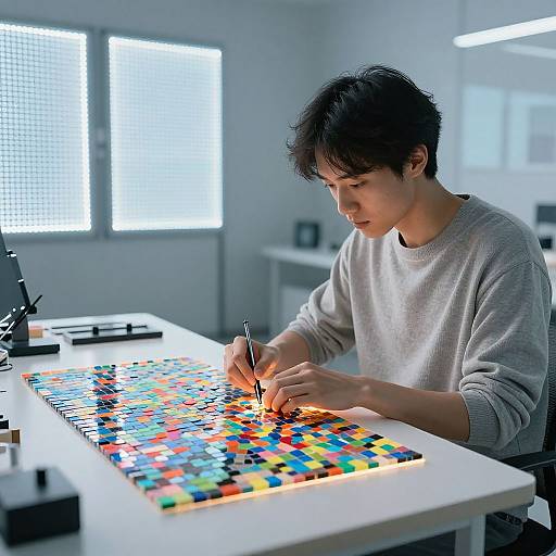 Futuristic AI Crafting Mosaic Art