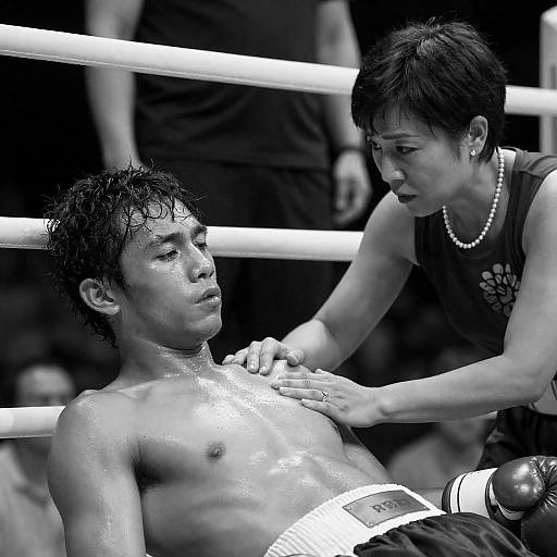 Emotional Moment in the Boxing Ring