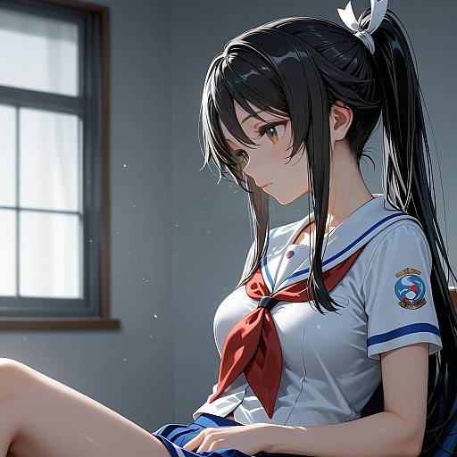 Illustration of Munetani mashiro, high school fleet in the style of Nakamura takeshi