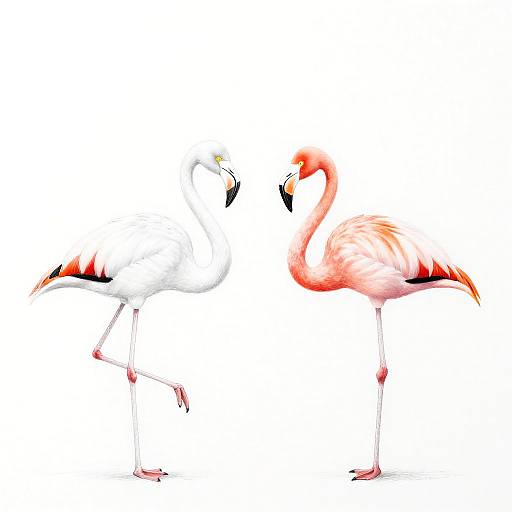 Minimalist Pencil Flamingo Couple Drawing