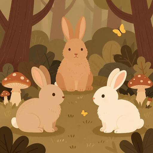 Cozy Woodland Bunny Vector Clipart