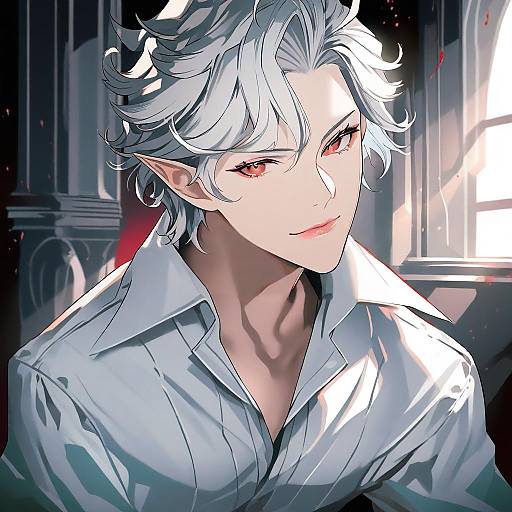 Illustration of Astarion, baldur's gate in the style of Tsurukame