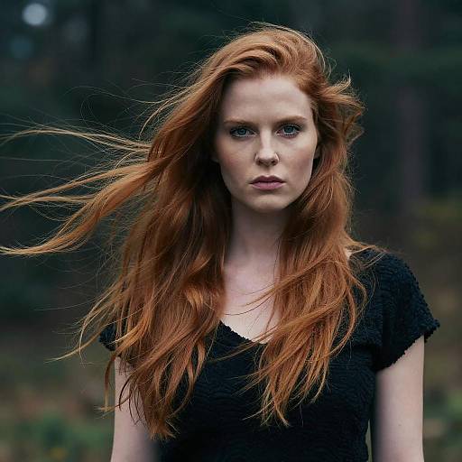 Ethereal Woman with Flowing Red Hair