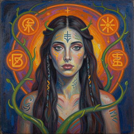 Mystical Woman with Glowing Runes