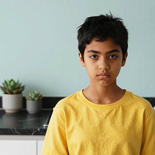 Fierce Teen Girl in Modern Kitchen