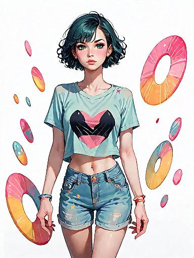 Realistic Comic Girl Full-Body Streetwear