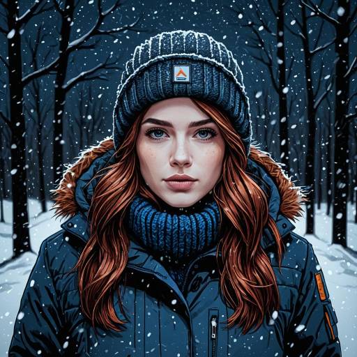 Auburn-Haired Woman in Winter Scene Auburn-Haired Woman in Winter Scene