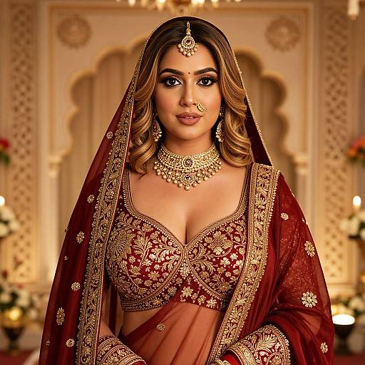 Elegant Indian Bride in Banarasi Saree