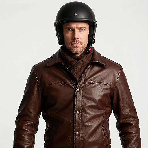 Man in Brown Leather Outfit