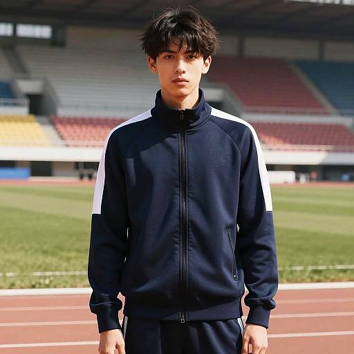 Young Athlete with Blunt Fringe Hairstyle