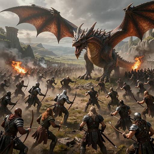 Epic High Fantasy Valley Battle Scene