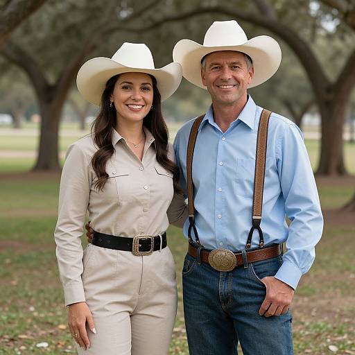 Cowboy Couple in Park Attire