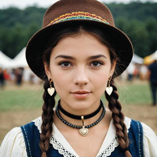 Young Woman in Folk Festival Costume with Heart Jewelry