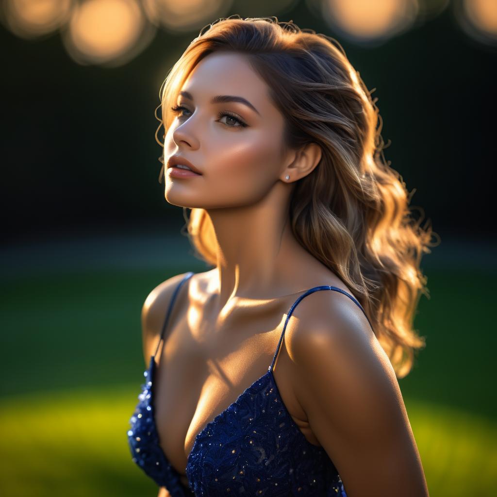 Elegant Woman in Dramatic Kiss Preparation