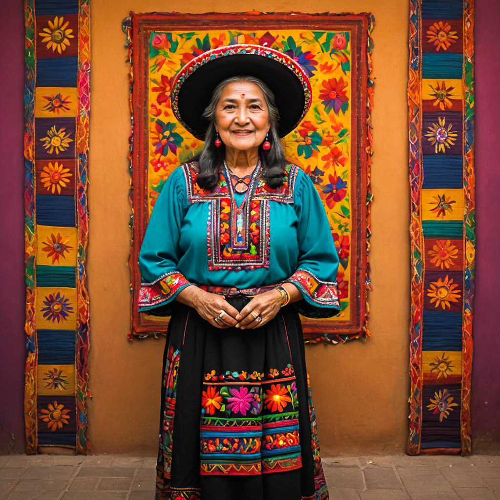 Vibrant Cheerful Old Woman in Tradition