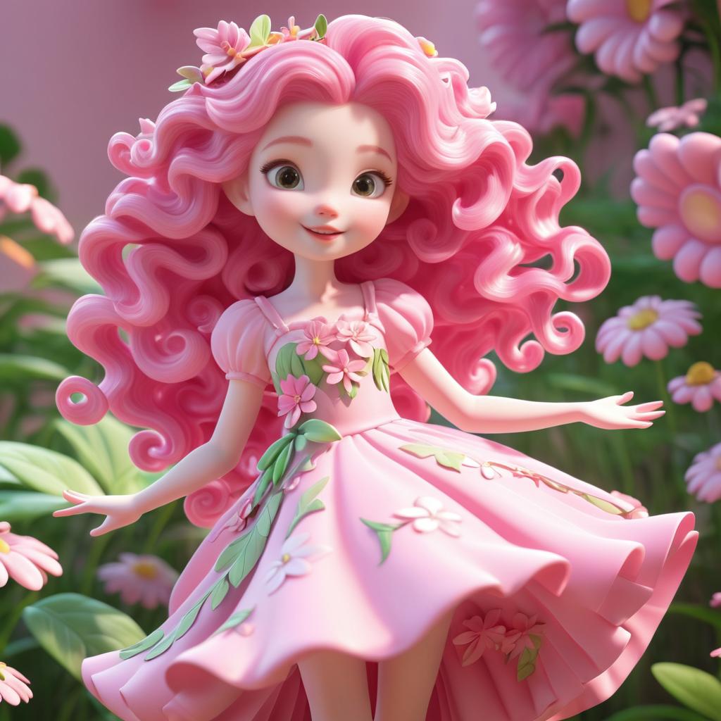 Whimsical Pink Fairy in 3D Animation