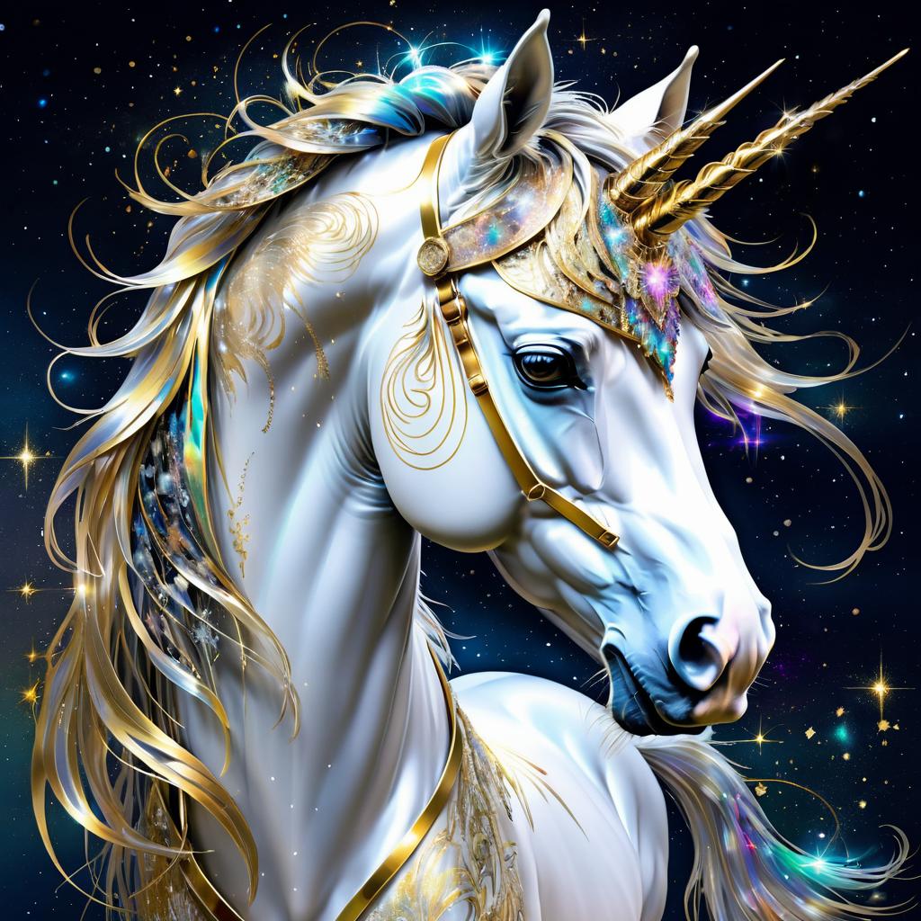 Ethereal Unicorn Portrait with Celestial Details